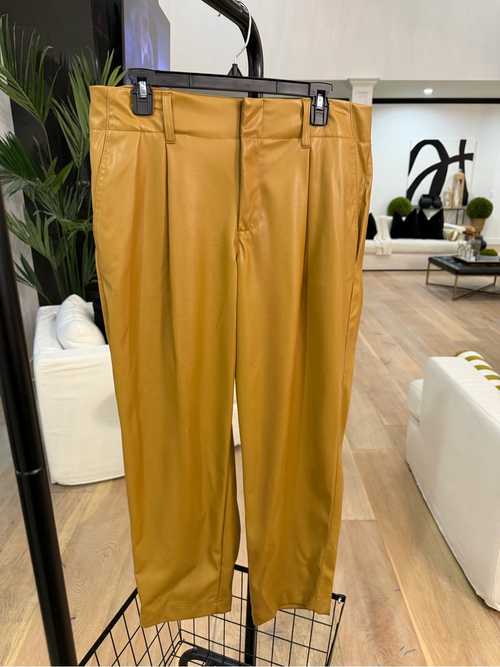 a new day Faux Leather Straight-Leg Pants in Mustard